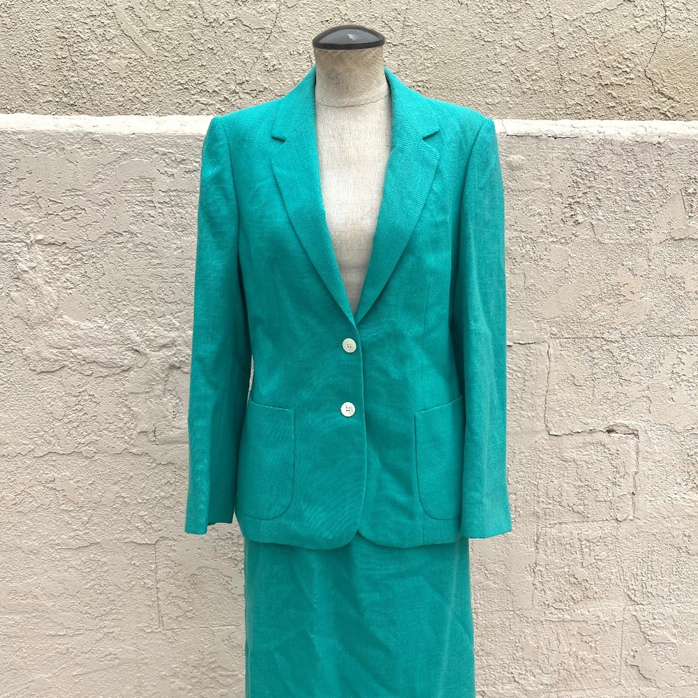 Vintage Womens Suit Small/Medium green blue mod